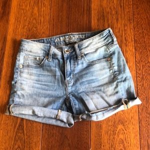 Light blue jean shorts